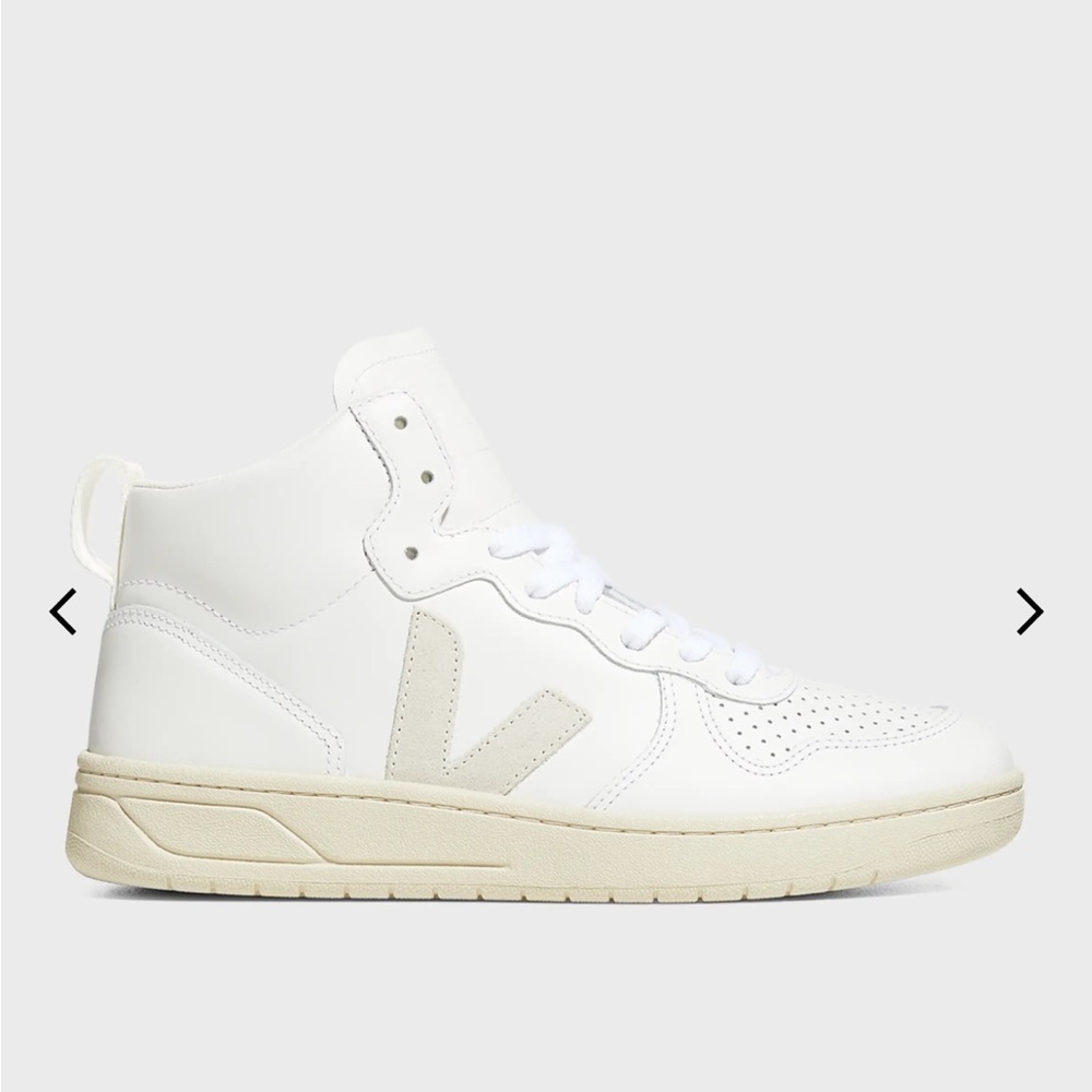Veja White High-Top Sneakers with Beige Sole